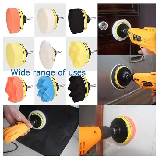 8PCS Car Foam Drill Polishing Pad Kit 7 Inch Buffing Pads Kits Drill Buffer, Foam Polish Pads Car Polisher Attachment for Drill Buffing, Car Sanding, Polishing, Waxing, Cleaning Set(7" 8PCS)
