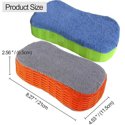 2 Pack Extra Thick Large Car Wash Sponge, Cleaning Sponge Multi-Purpose for Car, Household Cleaning, Bathroom, Kitchen, Bike, Boat (Green & Orange)