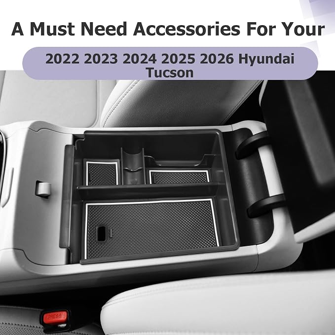 2025 2026 T ucson Accessories for 2022-2025 2026 Hyundai T ucson Center Console Organizer Armrest Storage Box Armrest Console Organizer Insert Tray White-trim(NOT FOR 2025 T ucson PHEV &Limited Model)