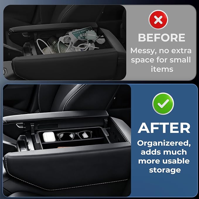 Double Layer Center Console Organizer Tray Storage Box for Lexus TX TX350/TX500h/TX550h+ 2026 2025 2024, Interior Accessories Armrest Insert Tray for 2024-2026 TX 350 500h 550h+, Black