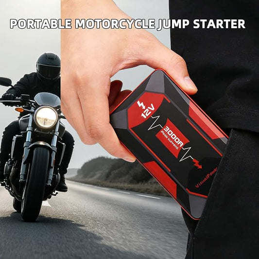 Jump Starter Portable,4000A Peak Motorcycle Jump Starter, Jump Box for Car Jumper Starter Portable, 12V Auto Booster Pack(Up to 7L Gas and 5L Diesel Engine) with Smart Safety Jumper Cable (red)