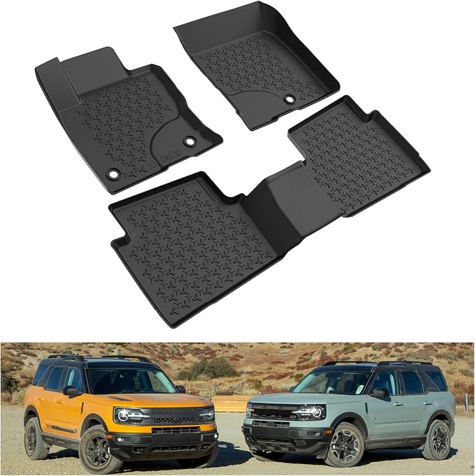 Kiwi Master Floor Mats for 2021-2026 Ford Bronco Sport | OEM Replacement MP1Z-7813300-AA, Custom Fit, All Weather Car Mats, Heavy Duty TPE Floor Liners, Front & Rear 2 Row, Black