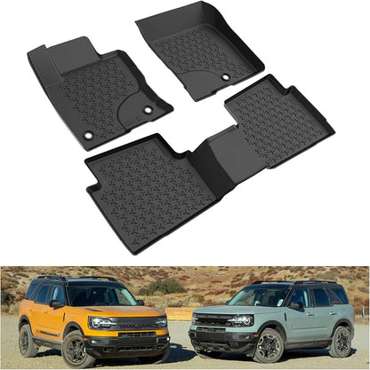 Kiwi Master Floor Mats for 2021-2026 Ford Bronco Sport | OEM Replacement MP1Z-7813300-AA, Custom Fit, All Weather Car Mats, Heavy Duty TPE Floor Liners, Front & Rear 2 Row, Black
