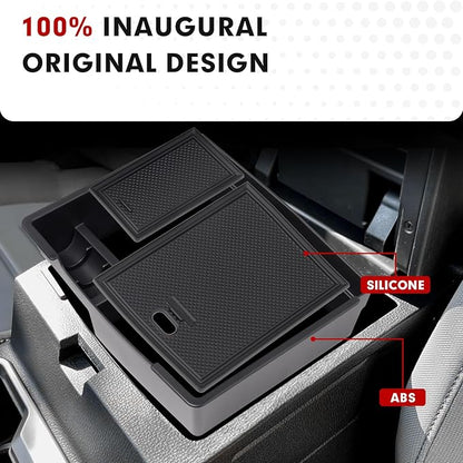 Autorder Center Console Organizer for 2024-2026 Toyota Tacoma Accessories - Armrest Storage Box Secondary Insert Tray with Black Non-Slip Silicone Mats