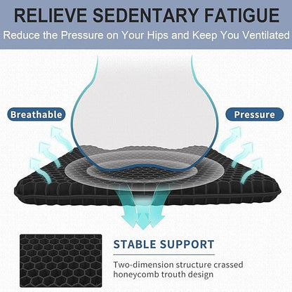 Gel Seat Cushion for Long Sitting Pressure Relief (Super Large & Thick) - Non-Slip Gel Chair Cushions for Back,Sciatica,Tailbone Pain Relief - Seat Cushion for Office Desk Chair,Car Seat,Wheelchair