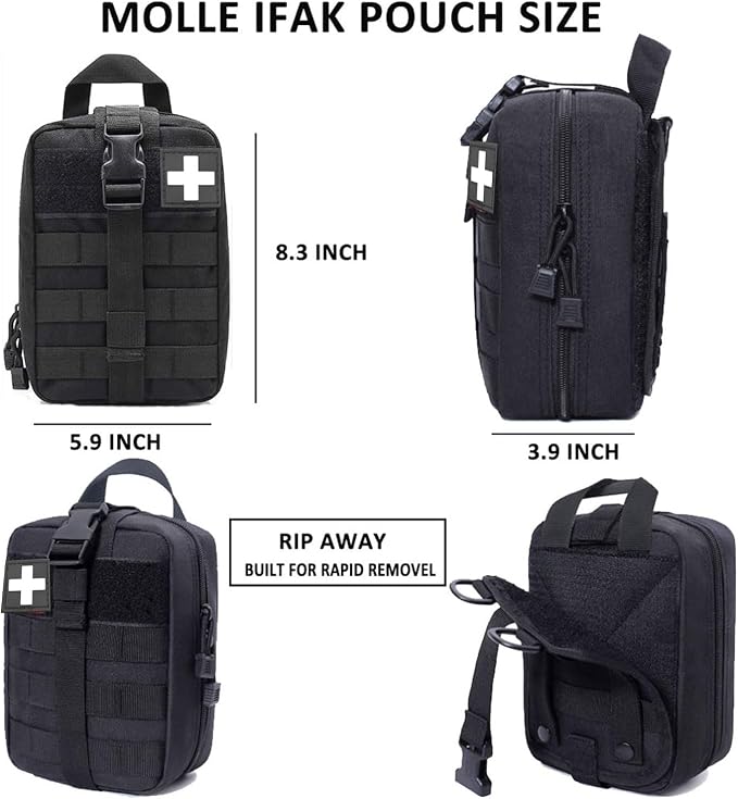 Upgrade Tactical Molle Seat Back Organizer with 5 Detachable Pouches, Universal Car Seat Back Bag Vehicle Organizers Panel Protector for Car Truck Jeep Vehicle (Black)