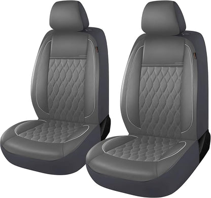 CAROMOP Faux Leather Car Seat Covers 2 Front Set,Luxury and Comfortable Seat Covers for Cars, Airbag Compatible Car Interior Covers, Universal Fit for Suvs,Vans,Trucks(Grey)