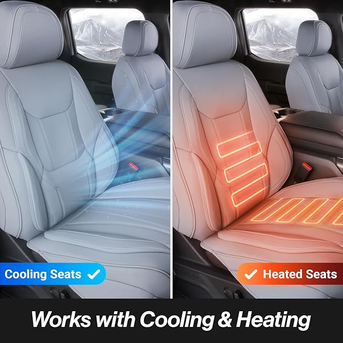 Coverland Custom Truck Car Seat Covers Front Seats for [2004-2011 Ford Ranger Super Cab Bucket Seats] - Protector Water Resistant Leather Memory Form Back Support Seat Cushion [Front-Gray]