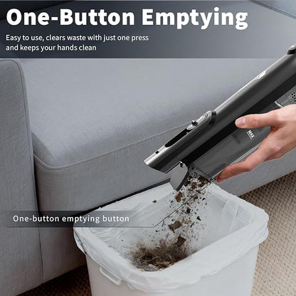 Cordless Handheld Vacuum, Lightweight Portable Hand Vacuum Cleaner with LED Light,Rechargeable Hand Held Vacuum with One-Touch Empty, Powerful Suction for Office, Home,Car, Charcoal