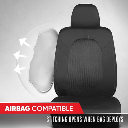 Motor Trend Honeycomb Polyester Seat Covers – Semi Universal Fit Front Seat Protector for Most Cars, Trucks, SUVs – Breathable Hex Design, Easy to Install, Black & Gray Car Seat Cover