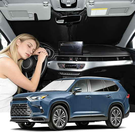 Windshield Sunshade for Toyota Grand Highlander 2024-2026 Sun Shade Windshield 4 Layers Blocks UV Rays Custom Fit Grand Highlander Car Window Shade Windshield Keep Cool Car Accessories