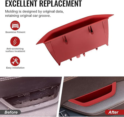Red Driver Side Door Armrest Handle Storage Compartment Compatible for BMW X3 F25 2010-2016 X4 F26 2014-2017 Cover Door Container Storage Box Door Armrest Cover