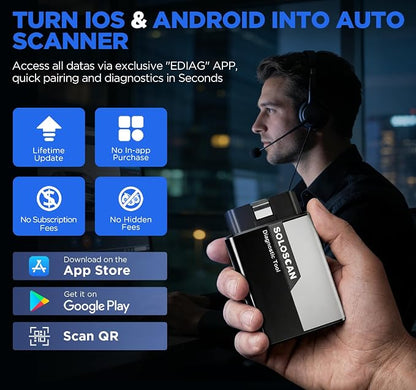 KINGBOLEN SOLOSCAN Bluetooth OBD2 Scanner for Mercedes-Benz MB (A/C/E/S/G/More), Maybach Bidirectional Scan Tool, All System Diagnostic, All Reset Service, Auto VIN, Lifetime Update for iOS & Android
