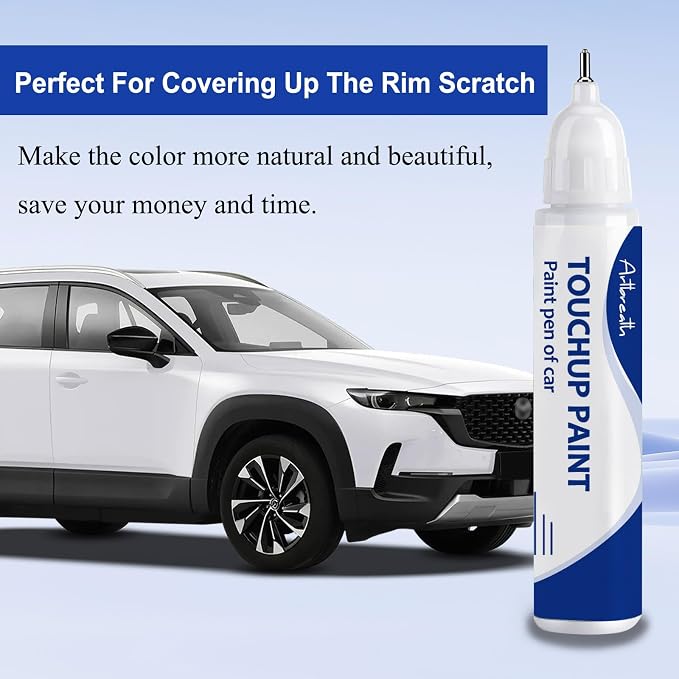 Snowflake White Pearl Mica(25D) Touch Up Paint for Mazda Car Paint Pen Scratch Repair Two-In-One Touch Up Paint Automotive Paint Pen for MAZDA3 CX-5 CX-30 CX-50 CX-70