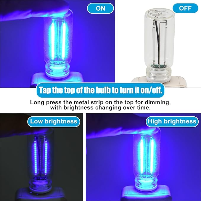 JSCARLIFE 2 PCS Car USB Ambient Lights, Touch Dimmable Car Interior Ambient Lights, 4-Level Brightness Mini Retro Glass Bottle Lamp Decorations for Car/Bedroom/Study (Blue)