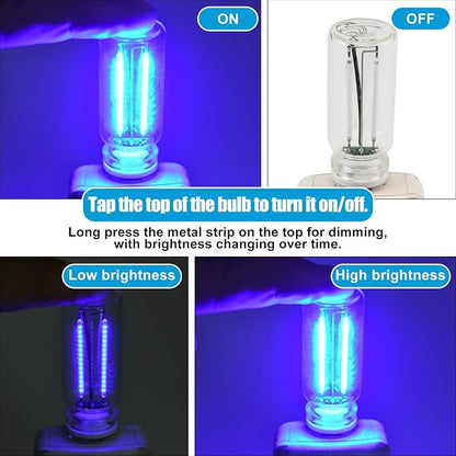 JSCARLIFE 2 PCS Car USB Ambient Lights, Touch Dimmable Car Interior Ambient Lights, 4-Level Brightness Mini Retro Glass Bottle Lamp Decorations for Car/Bedroom/Study (Blue)
