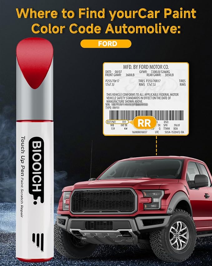 Touch Up Paint Pen Exact Color Match Car Chip and Scratch Repair (for Ford, Ruby Red Metallic Tricoat(RR))