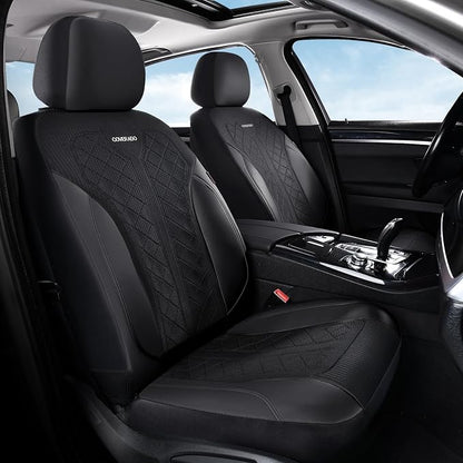 Coverado Car Seat Covers 5 Seats, Seat Covers Full Set, Mesh Breathable Seat Protectors, 5-Piece Spill-Proof Black Automotive Seat Covers, Universal Fit for SUV, Sedan, Truck
