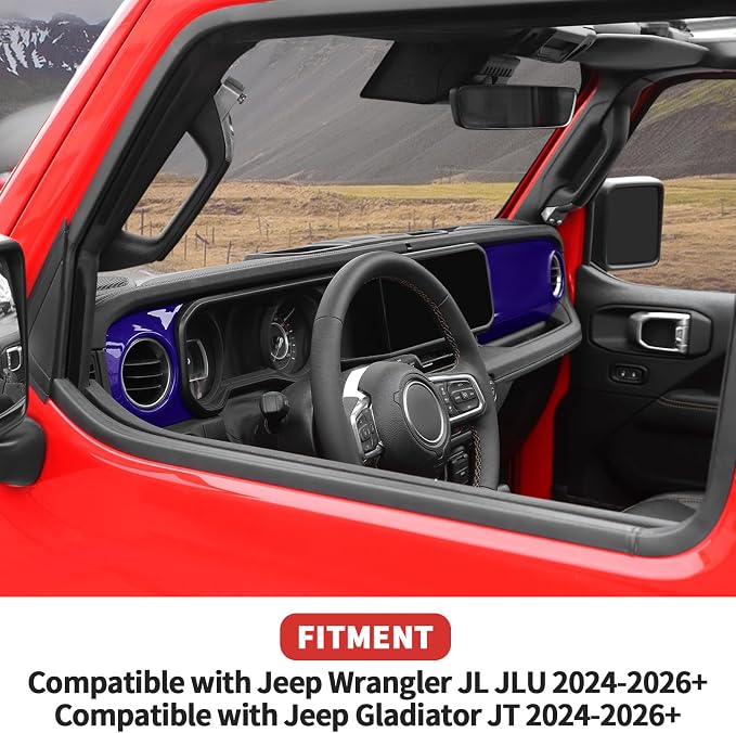 Center Console Dashboard Decorative Panel Trim Cover Kit Compatible with 2024-2026 Jeep Wrangler JL JLU & Jeep Gladiator JT(Purple)