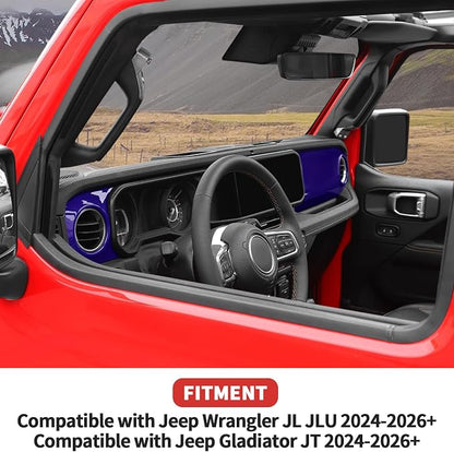 Center Console Dashboard Decorative Panel Trim Cover Kit Compatible with 2024-2026 Jeep Wrangler JL JLU & Jeep Gladiator JT(Purple)