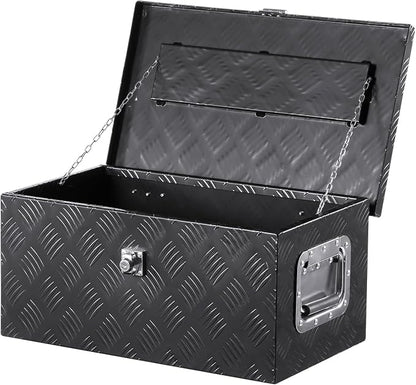 VEVOR Heavy Duty Aluminum Truck Bed Tool Box, Stripes Plated Tool Box with Side Handle and Lock Keys, Storage Toolbox Chest Organizer for Trailer, Pickup, Truck Bed, RV, 20"x12"x9.5", Black
