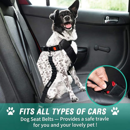 COOYOO Dog Seat Belt, Durability Retractable Dog Car Harness Adjustable Dog Seat Belt for Vehicle Nylon Pet Safety Seat Belts Heavy Duty & Elastic (1 Pack Black)