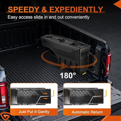 GEARLAST Truck Bed Storage Box With Password Lock Fit for Ford F-150 2015-2025, Passenger Side,30L, Black