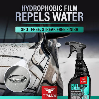 TRIAX Fast Detail - Ultimate Vehicle Waterless Wax, Polish & Cleaner - High Gloss, Water Shield, Non-Greasy, Deep Reflective Wet Look, 500 SPF UV Protection (1 Gallon)