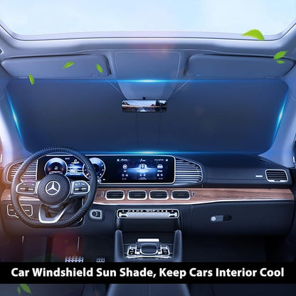 Car Windshield Sun Shade, 240T Thickened Block Heat and Sun Keep Cars Interior, Foldable Automotive Sunshade for Car SUV Truck Front Windshield (57.09x 31.5 inch)