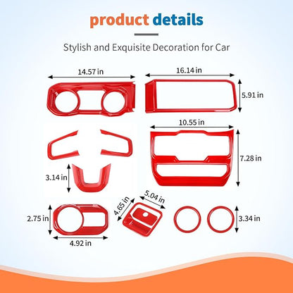 JeCar 11pcs Red Interior Trim Kit for 2024 2025+ Jeep Wrangler JL JLU & Gladiator JT