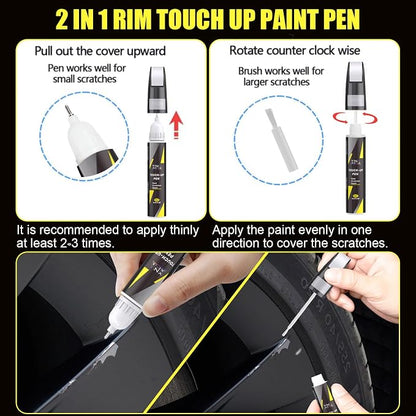 Rim Touch Up Paint(Armor Black(WPB-4239)) for Tesla Model Y/S/X Crossflow/Induction/Arachnid/Slipstream 2-Tone Wheel, 2 in 1 Car Wheel Scratch Repair Kit, Quick & Easy Remover Curb Rash