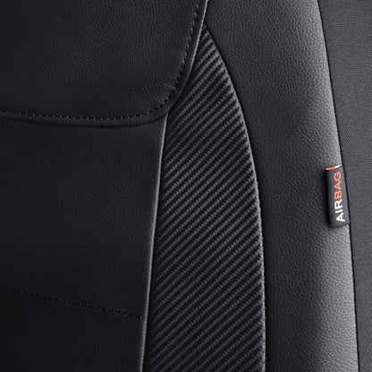 Flying Banner car seat Covers Protects Water Proof Faux Leather Carbon Fiber Fronts Solid Black (Solid Black, Front Pair)