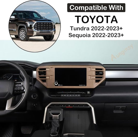 Aunginsy Center Console Air Outlet Trim Cover Compatible with Toyota Tundra/Sequoia 2022-2026, Air Conditioner A/C Vent Panel Large Frame Decorative Cover Protector ABS Accessories, for 8-inch Screen