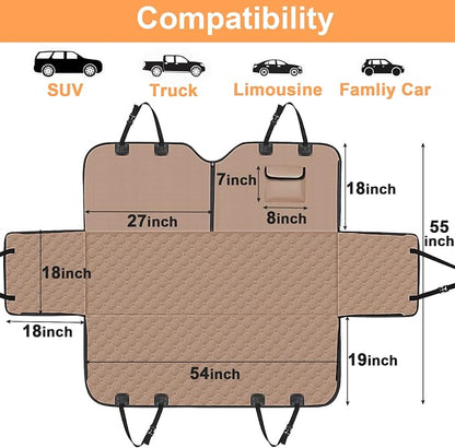 Mancro Back Seat Pet Cover for Dogs, 2026 Upgraded 600D Heavy Duty Waterproof & Scratch-Resistant Dog Hammock for Car, Car Cover for Dogs with Sedan, Trucks and SUVs, Standard, Khaki