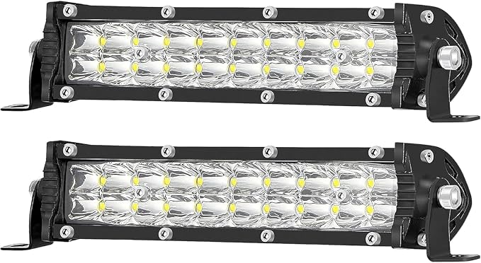 LED Light Bars for Truck, 7 Inch Slim 12V 24V 120W 10000lm Double Row Work Light Bar for Tractor ATV UTV RV RZR Snowblower Golf Cart Lawn Mower Automotive, 2 Pack