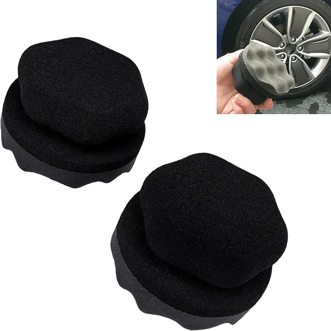 Hex Grip Tire Dressing Applicator Pad, 2PCS Reusable Foam Sponge with Wavy Contoured Surface for Even Shine Car Detailing (L (37.8 X 25.2in))