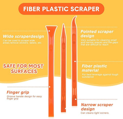 9 Pieces Plastic Scraper Tool Scratch Free Crevice Cleaning Sticker Remover Tool Multipurpose Non Scratch Scrapers for Tight Spaces, Kitchen, Crevices, Auto Detailing, Paint