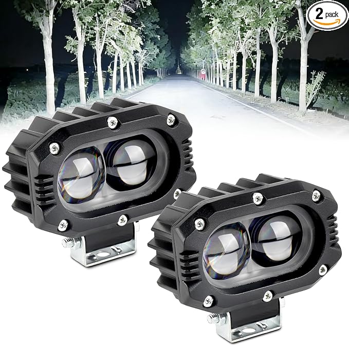 4 Inch LED Pod Driving Lights, White 48W Rectangle LED Offroad Cube Spotlight, 120° Flood Beam Auxiliary Lights LED Fog Light for Truck Tractor Motorcycle ATV SUV Jeep Boat Tractor Forklift