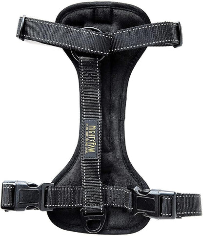 Mighty Paw Dog Car Harness - Vehicle Safety Gear - 2 Leash Attachment - Adjustable Straps - Reflective Stitching - Soft Padding - Standard Harness Functionality - No Pull Front Leash Attachment - L