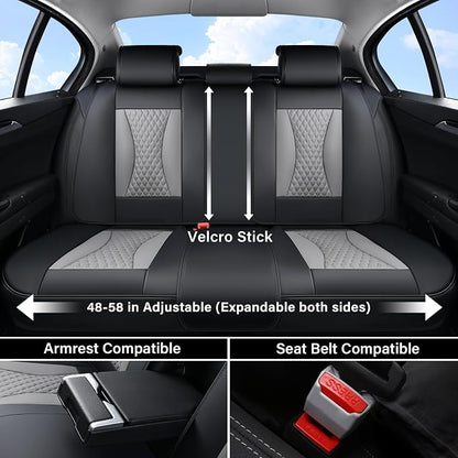 Coverado Waterproof Nappa Leather Car Seat Covers, Automotive Fullset Seat Covers, 5 Seat Car Seat Cushion & Protector, Black&Gray Front and Rear Covers Universal Fit for Most Cars, SUVs, Trucks