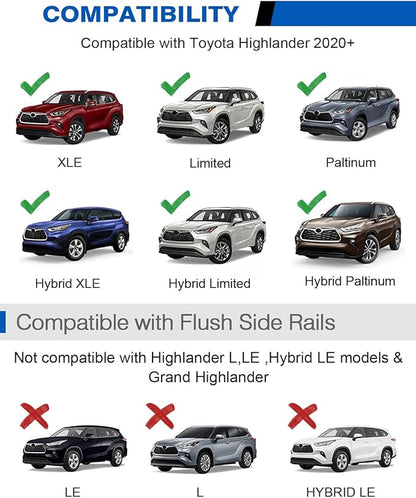 Wonderdriver Lockable Roof Rack Cross Bars 260lbs Fit for Toyota Highlander 2020-2026 XLE Limited Platinum Hybrid, Aluminum Crossbars Rooftop Luggage (Not for Grand Highlander)