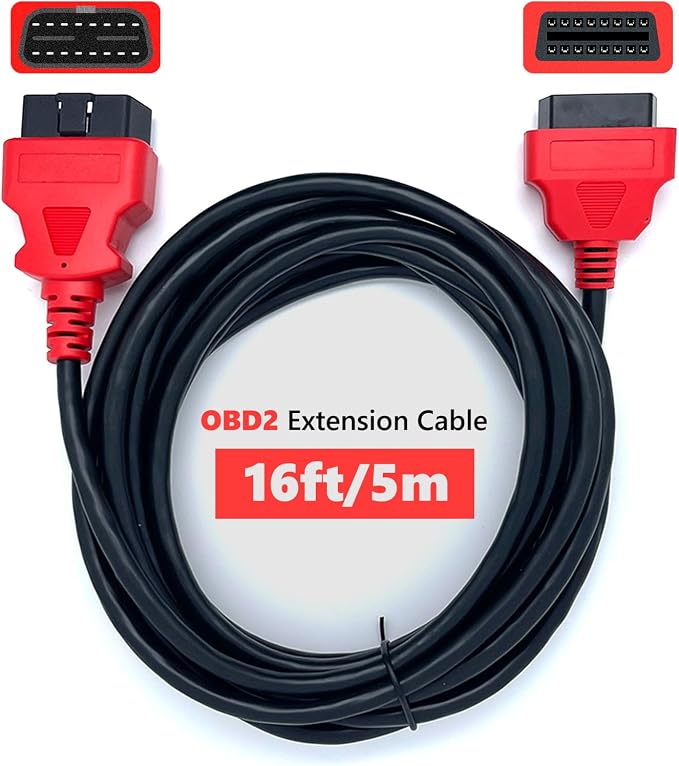 JUTA OBD2 Extension Cable Ultra-Long 16ft/5m 16-Pin OBD-II Male to Female Extension Cord OBDII Diagnostic Extender Adapter - 16ft/5m