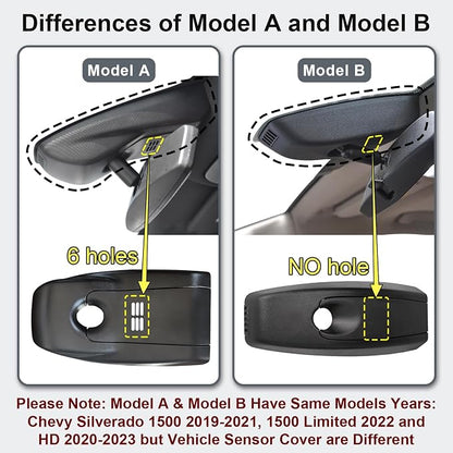 Mangoal Front 4K & Rear 1080P Dash Cam for Chevy Silverado 1500 2019-2021, 1500 Limited 2022 and HD 2020-2023 (Model B), Model B & Model A have Same Models Years but Vehicle Sensor Cover Are Different