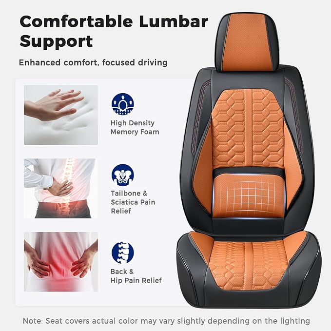 Huidasource Seat Covers, Car Seat Covers Front and Rear Seat Full Set, Full Coverage Waterproof Nappa Leather Car Seat Cushion Covers Protector Fit for Most Cars SUV Trucks, Black & Brown