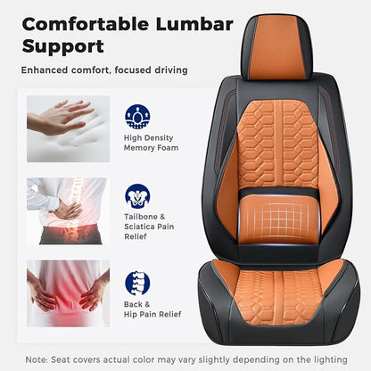 Huidasource Seat Covers, Car Seat Covers Front and Rear Seat Full Set, Full Coverage Waterproof Nappa Leather Car Seat Cushion Covers Protector Fit for Most Cars SUV Trucks, Black & Brown
