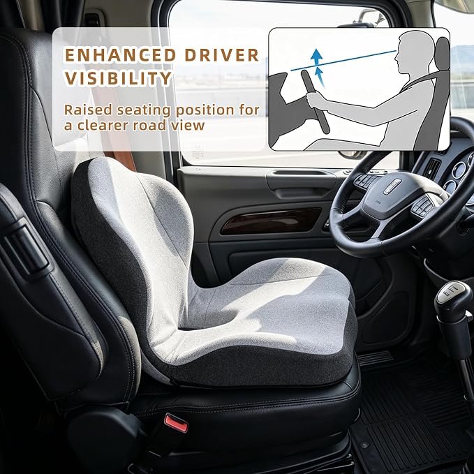 Car Seat Cushions for Driving, Dual-Layer Memory Foam Seat Cushion with Lumbar Support, Ergonomic Truck Seat Cushion & Office Chair Cushion for Wheelchair, Gaming Chair & Sofa