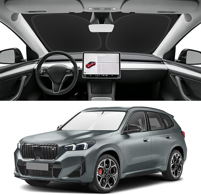 Custom Fit Windshield Sun Shade for BMW X1 2016-2026, Blocks UV & Heat, Front Window Sunshade Accessories, Easy Fold & Store Keep Your Car Cooler