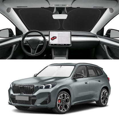 Custom Fit Windshield Sun Shade for BMW X1 2016-2026, Blocks UV & Heat, Front Window Sunshade Accessories, Easy Fold & Store Keep Your Car Cooler