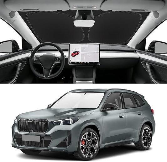 Custom Fit Windshield Sun Shade for BMW X1 2016-2026, Blocks UV & Heat, Front Window Sunshade Accessories, Easy Fold & Store Keep Your Car Cooler
