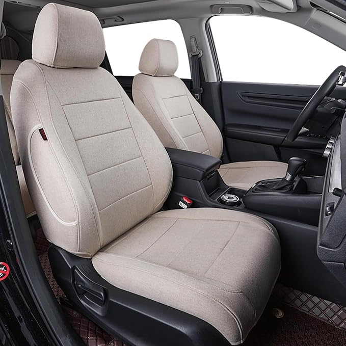 coverdream Custom Front Seat Covers Compatible with Select Toyota Tacoma Double Cab 2016 2017 2018 2019 2020 2021 2022 2023 Models (Beige,Full Set)